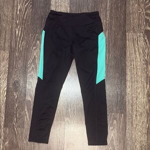 Girls Danskin black and green teal leggings size medium